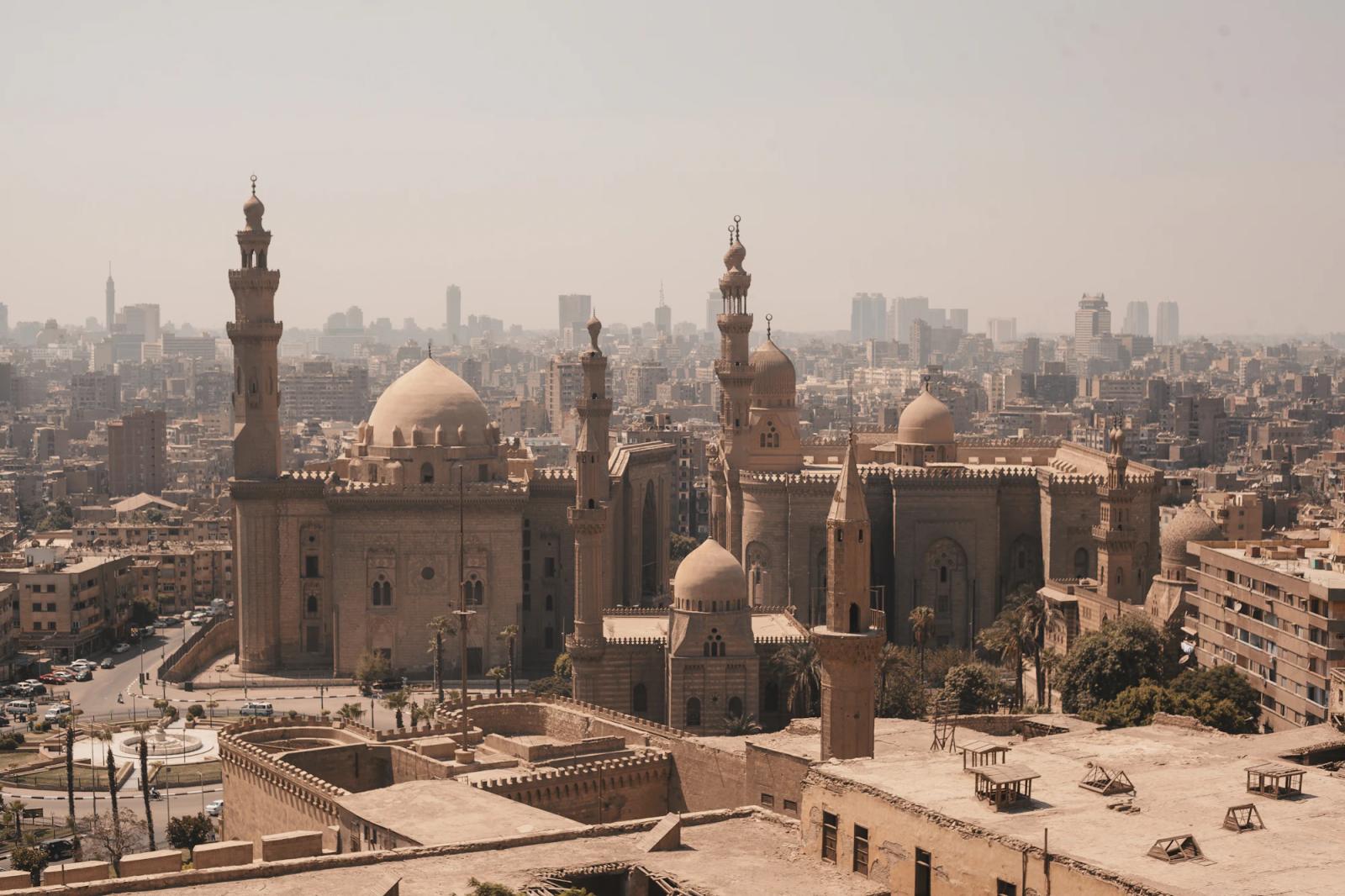 Cairo skyline and historic mosques
